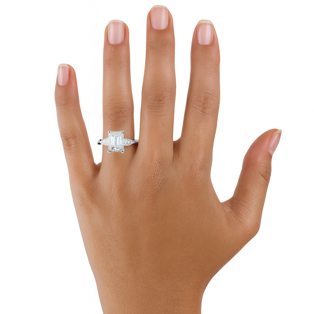 1.31ct Vintage Style Emerald & Pear Diamond Ring