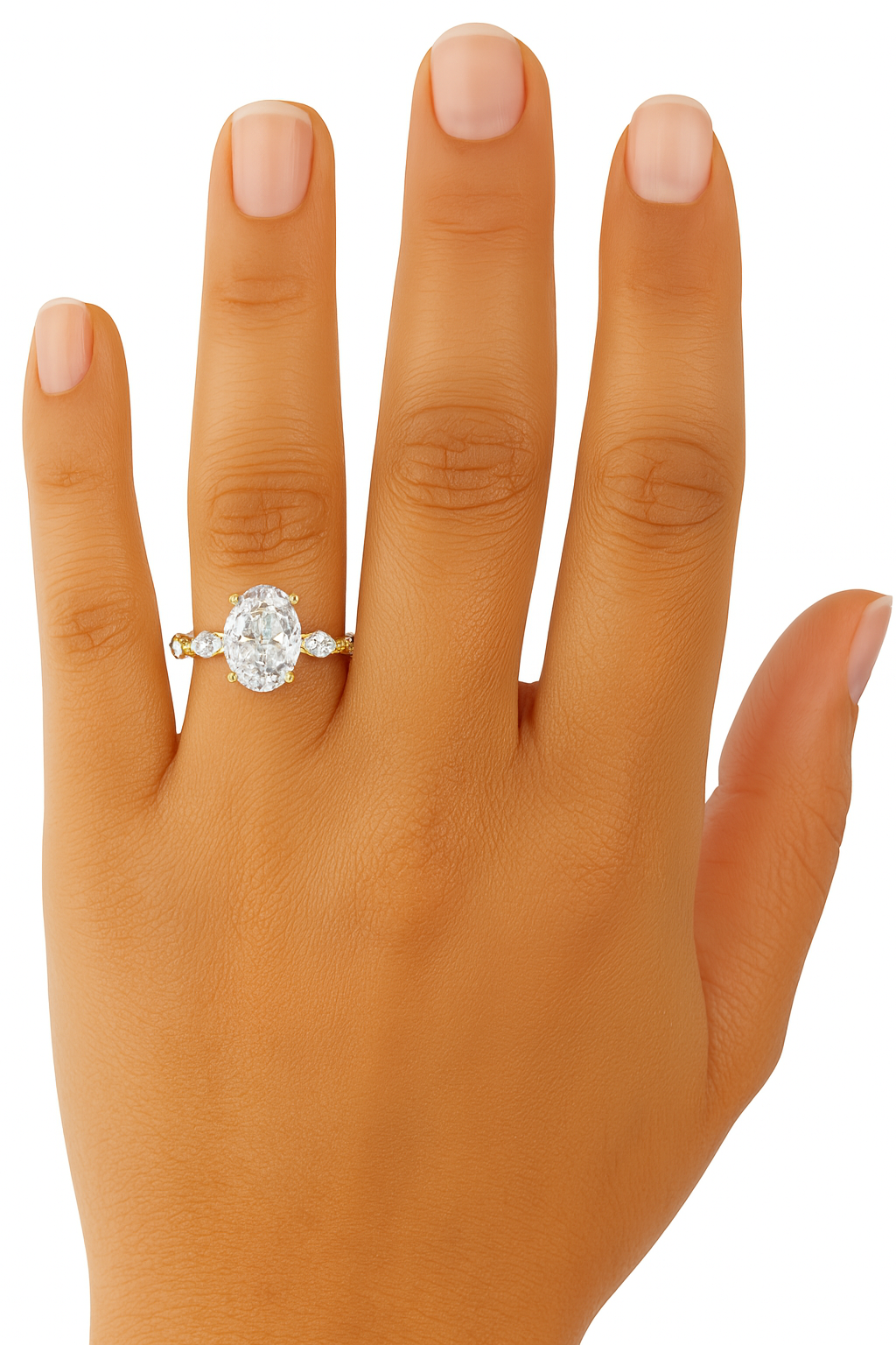 Oval Diamond Engagement Ring with Marquise Accents