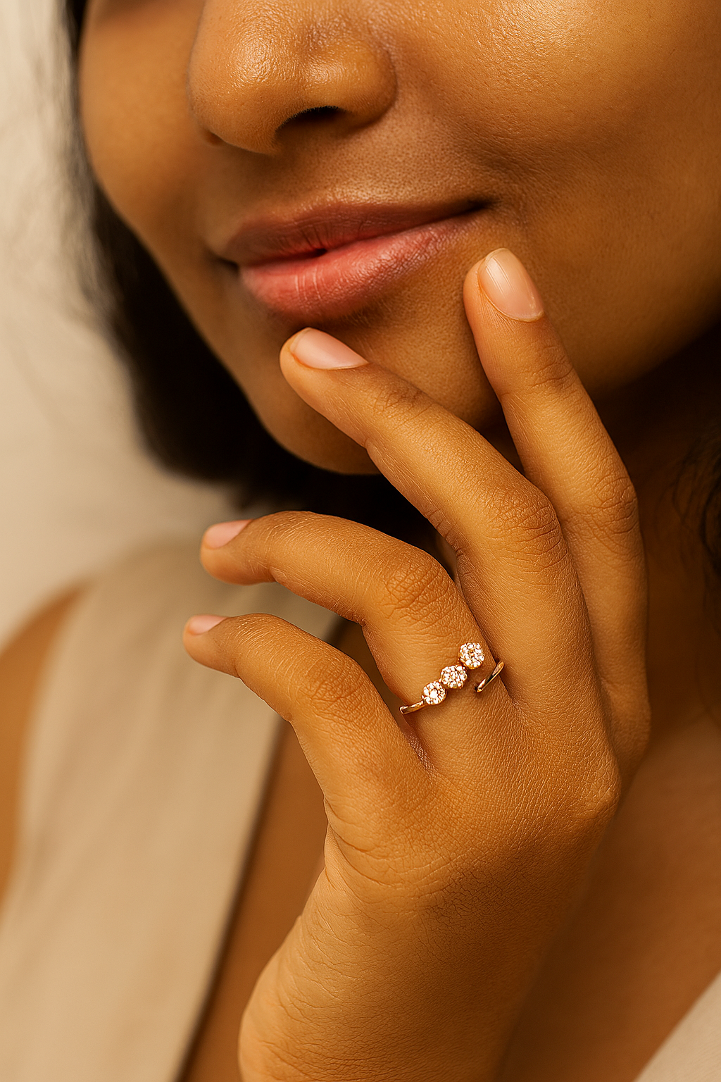 Modern Diamond Cluster Open Ring
