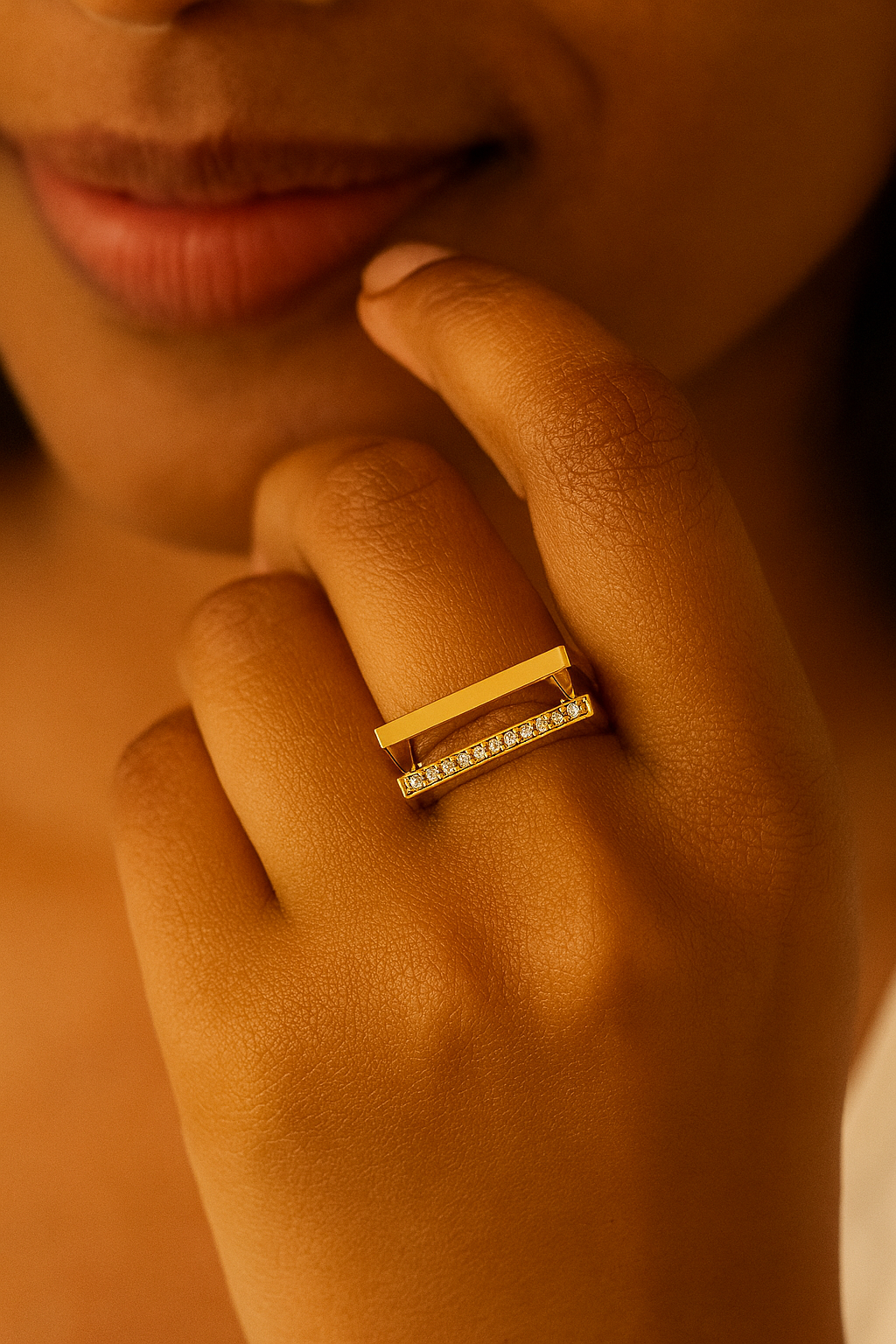 Modern Split Shank Diamond Channel Ring