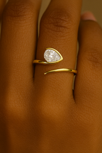 Curved Bypass Pear Ring