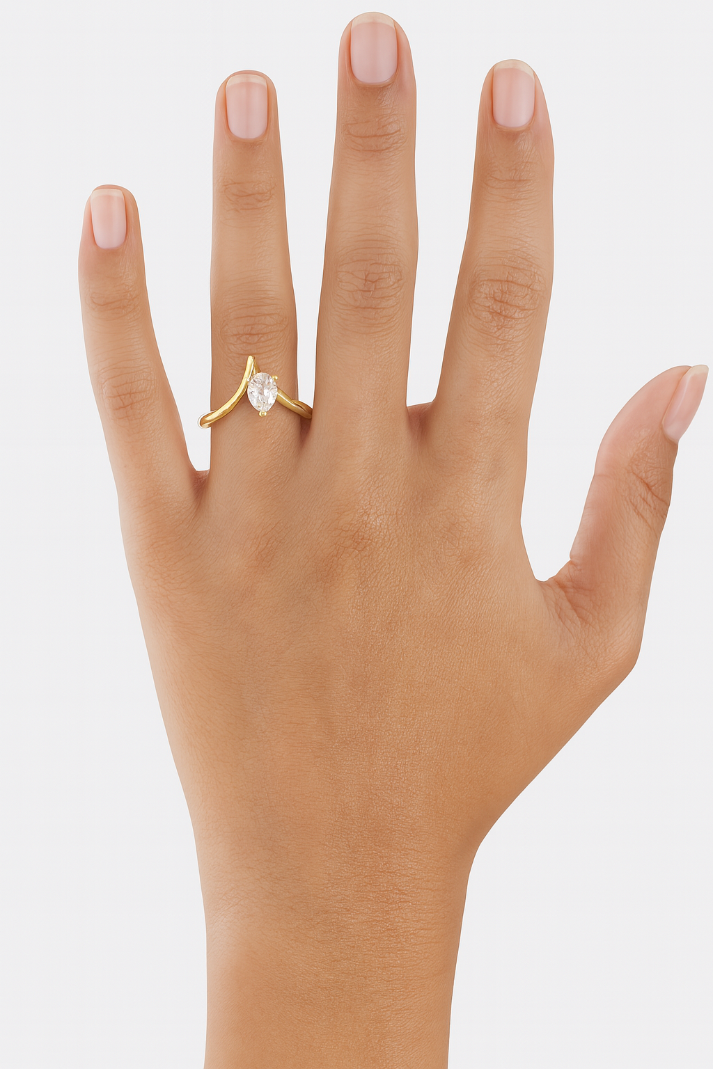 Pear Diamond V-Setting Solitaire Ring