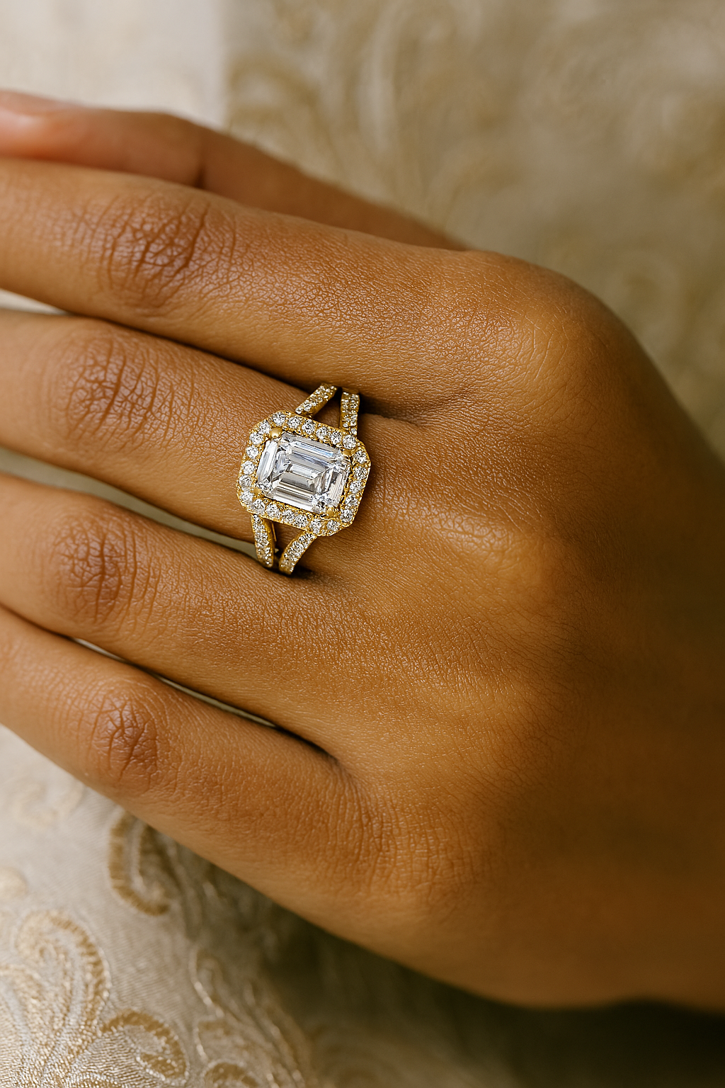 Elegance Emerald Cut Engagement Ring