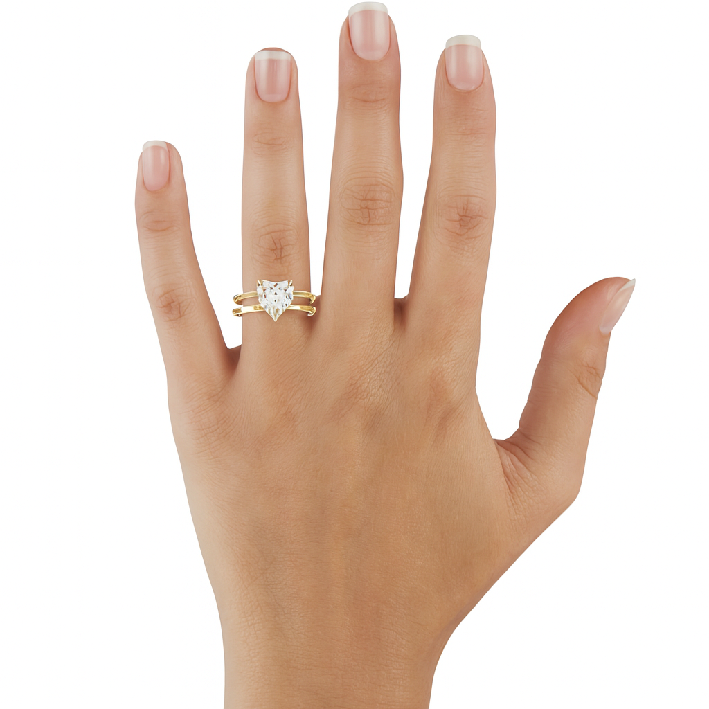 Double Row Heart Cut Diamond Ring