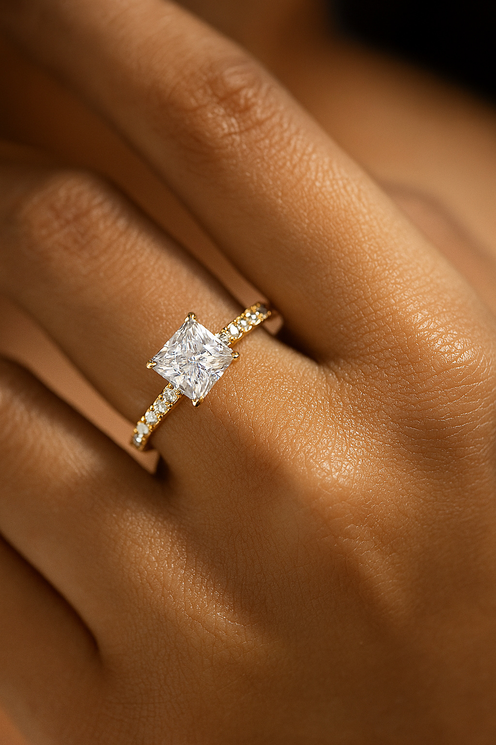 Cathedral Princess Cut Diamond Ring