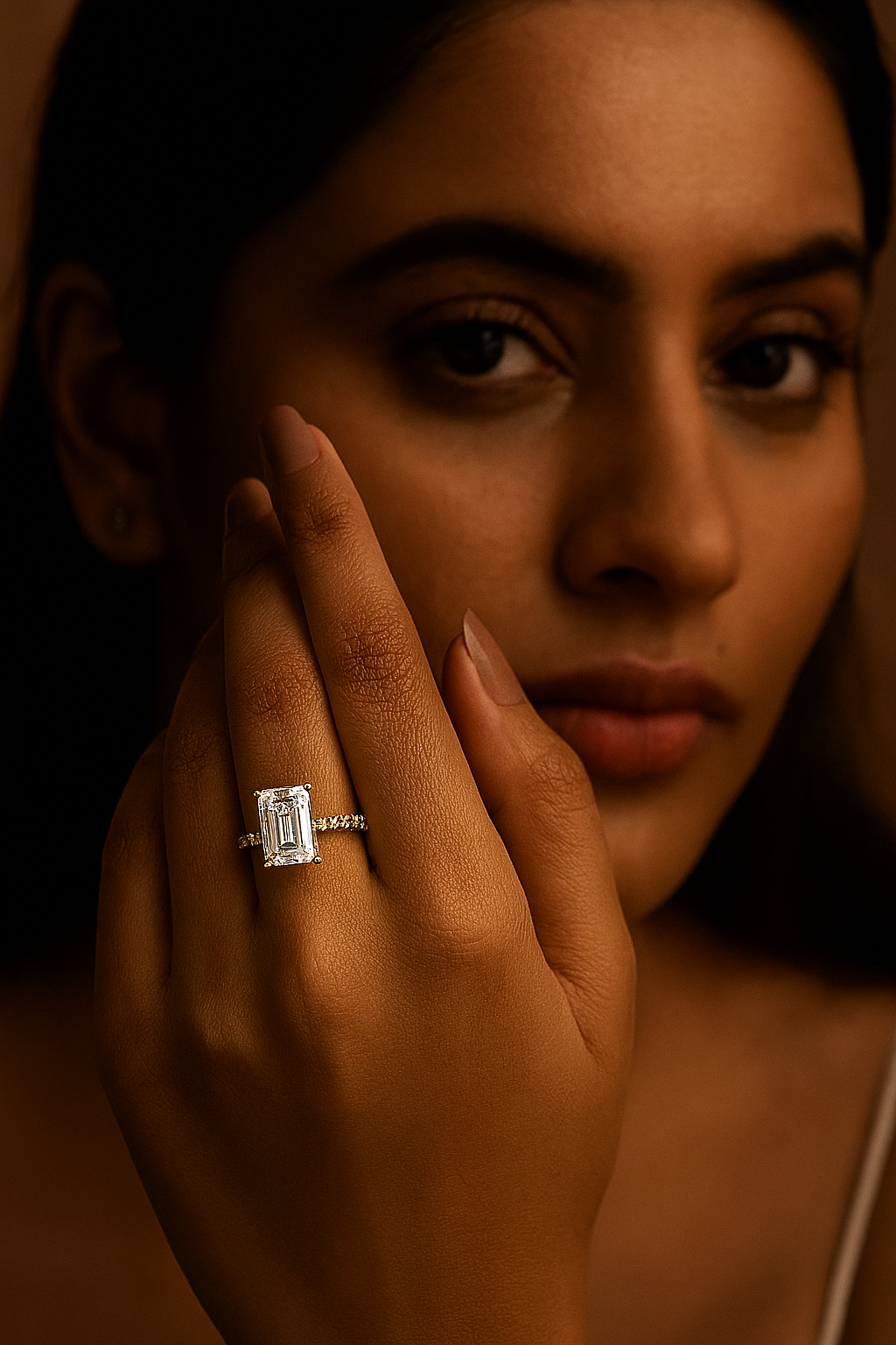 Emerald Cut Engagement Ring with Pavé Band