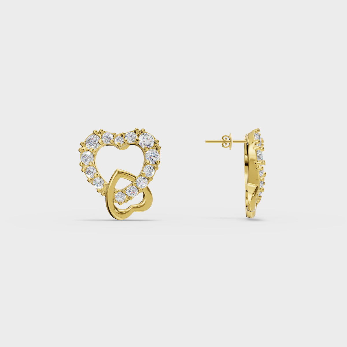 Halo Heart Dainty Diamond Studs