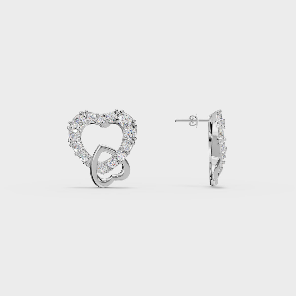 Halo Heart Dainty Diamond Studs